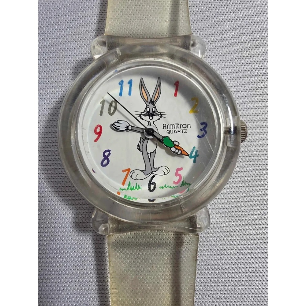 Vintage 1994 Armitron Bugs Bunny Quartz Watch Rotating Carrot Dial Works